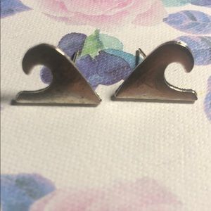 Silver Wave Stud Earrings